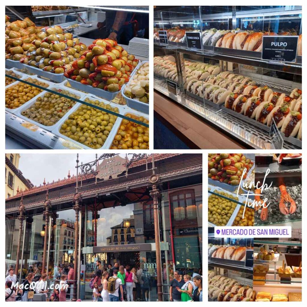 San Miguel Market in Madrid featuring different types of food